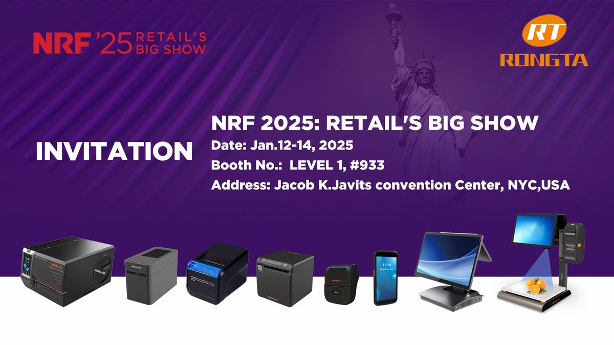 Rongta Technology will participate at the #NRF Retail's Big Show New York, NY 2025, the biggest global and regional #Retail conference of the year. At the event, Rongta will showcase latest retail solutions empower retailers to deliver breakthrough experiences.