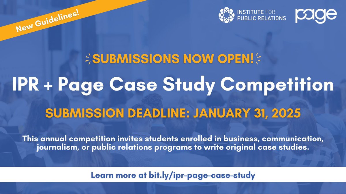 📣 Students, the IPR + Page Case Study Competition is open for submissions!

Submit original case studies for a chance to showcase your work. We've made exciting updates this year based on feedback from judges and faculty.

🗓️ Deadline: Jan. 31, 2025 
👉 bit.ly/ipr-page-case-…
