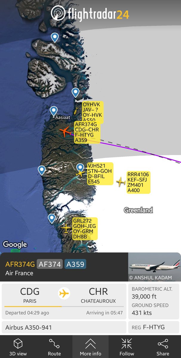 wilco737 (@wilco737) on Twitter photo And <a href="/airfrance/">Air France</a> doesn't know where CHR is? ππOr <a href="/flightradar24/">Flightradar24</a> glitch. From CDG to CHR you usually don't fly above Greenland. π«£π And <a href="/airfrance/">Air France</a> doesn't know where CHR is? ππOr <a href="/flightradar24/">Flightradar24</a> glitch. From CDG to CHR you usually don't fly above Greenland. π«£π