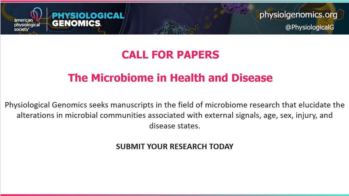 PhysiologicalG's tweet image. 📢Deadline extended to June 30, 2025!
#CallForPapers: The #Microbiome in Health and Disease
Learn more here: ow.ly/NVnX50UuTQi
#MicrobialCommunities #Microbes