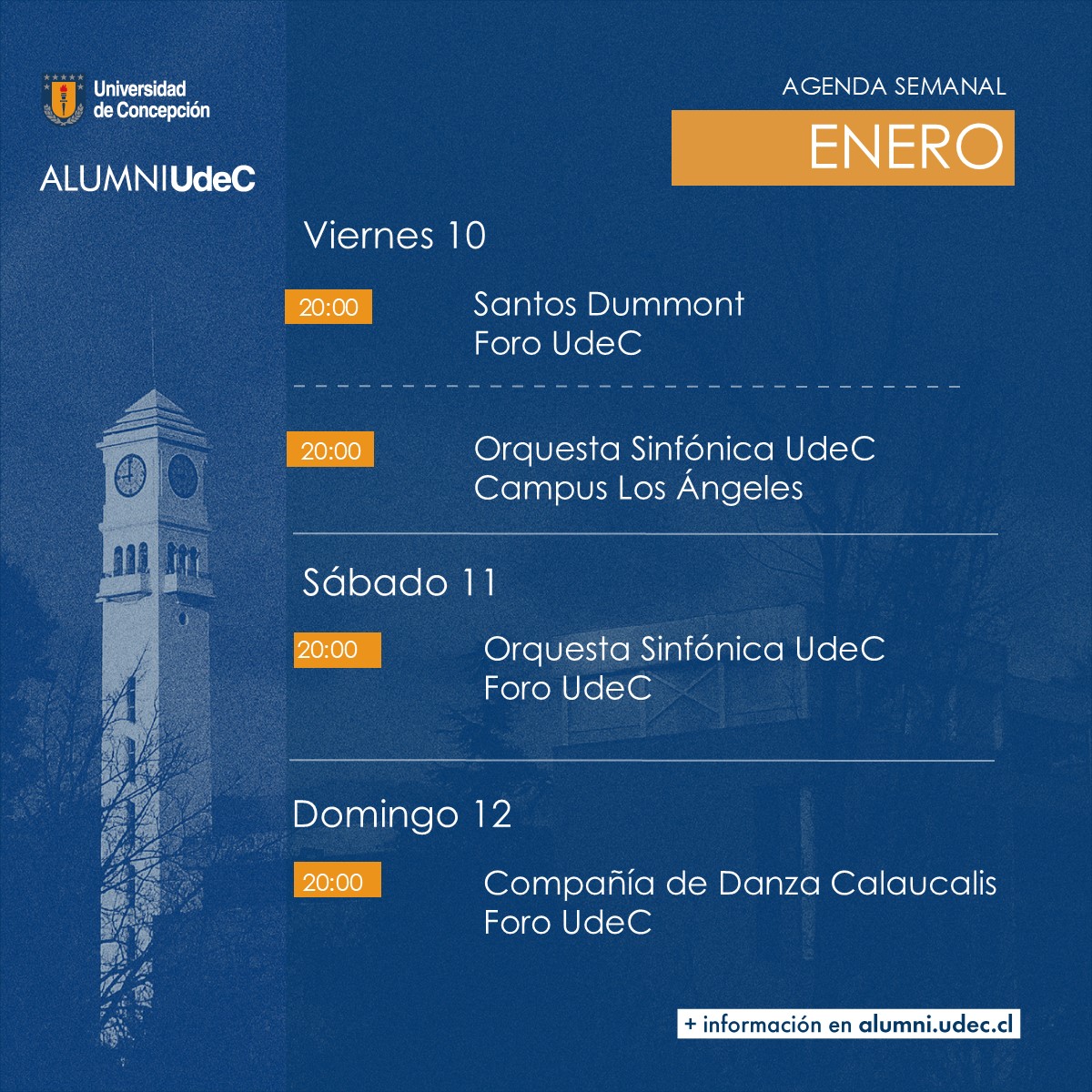 #AgendaAlumniUdeC: Te invitamos a participar de las actividades #UdeC destacadas de esta semana.
