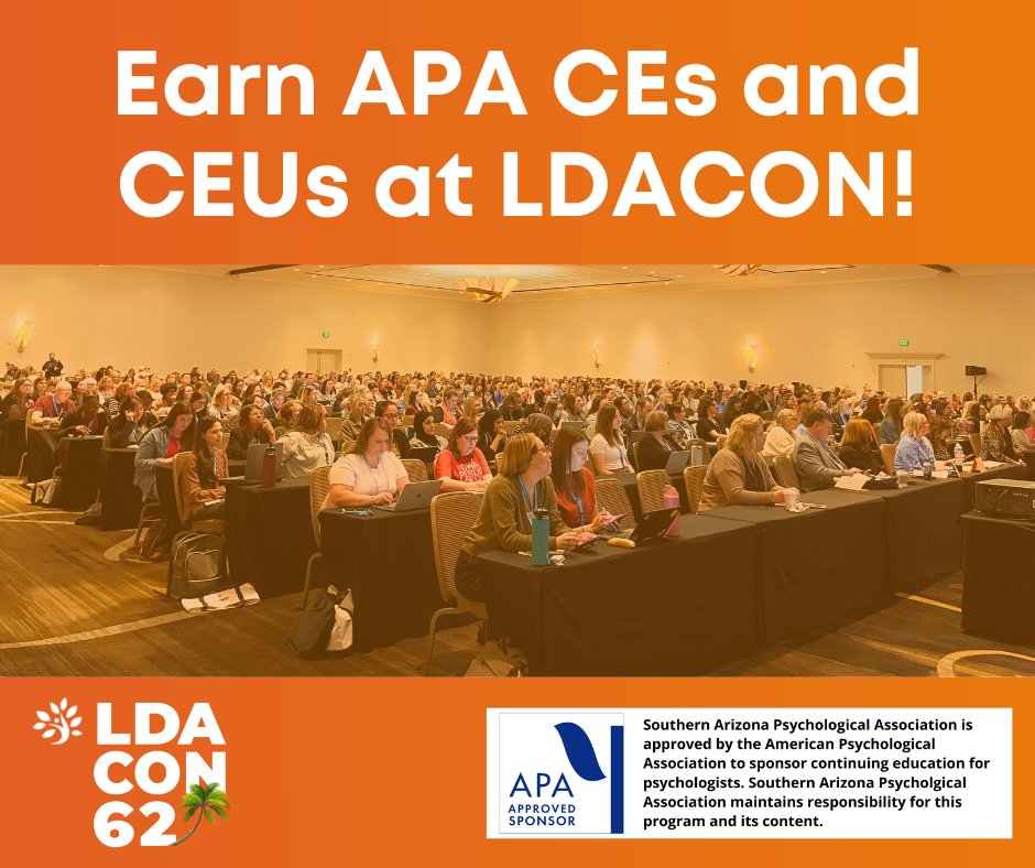 You can earn CEUs and APA CEs at LDACON62! Learn more at: ldacon.org/continuing-ed/