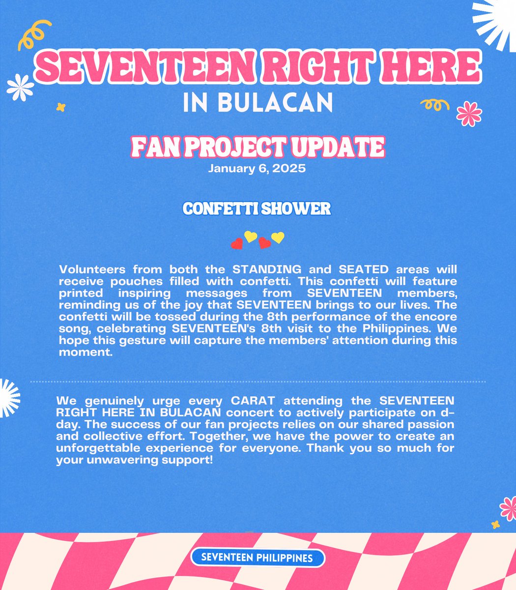 seventeenphil's tweet photo. SEVENTEEN RIGHT HERE IN BULACAN
✧₊⁺  Fan Project Update  ⋆˙⟡ (January 6) https://t.co/HVZrO9qiyQ
