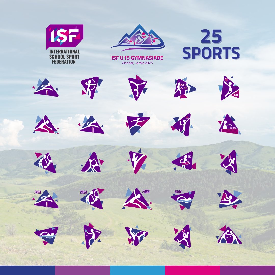 Discover the 25 sports featured at the ISF U15 Gymnasiade – Zlatibor, Serbia 2025!
Learn more about each sport by visiting events.isfsports.org/u15-gymnasiade….

Reminder 🗓️
The 1st registration phase closes on February 4, 2025. Register your team now at isf-eras.org