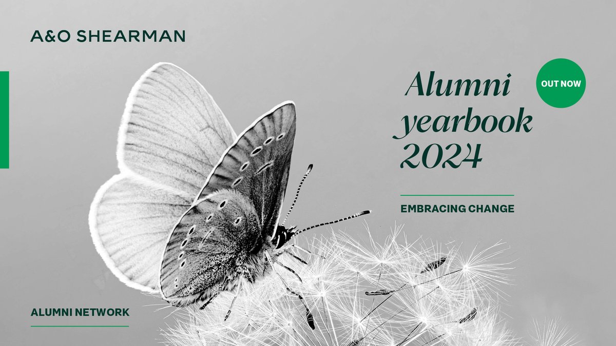The A&amp;O Shearman 2024 alumni yearbook is out!
Discover inspiring alumni stories, insightful articles, and the firm's strategic priorities in 'Embracing Change,' the first yearbook of the newly merged Allen &amp; Overy and Shearman &amp; Sterling. More here: bit.ly/4fF9bzX.