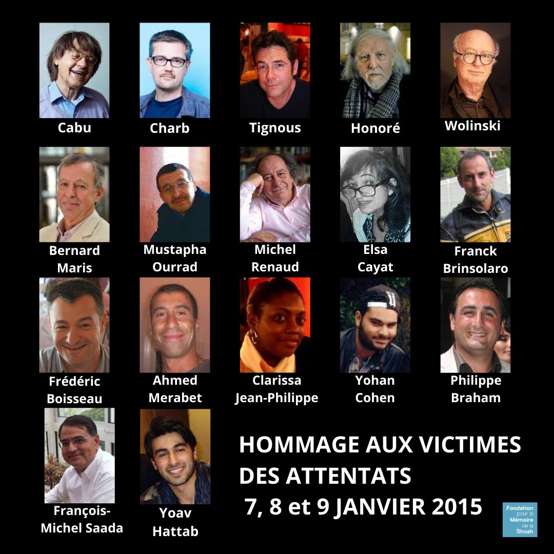 #CeJourLà, il y a 10 ans, furent tuées les premières victimes des attentats terroristes islamistes, les journalistes et dessinateurs de #CharlieHebdo, avant les policiers en service et les clients juifs de l'#HyperCacher.

🕯️#Hommage  aux 17 victimes assassinées et aux blessés.