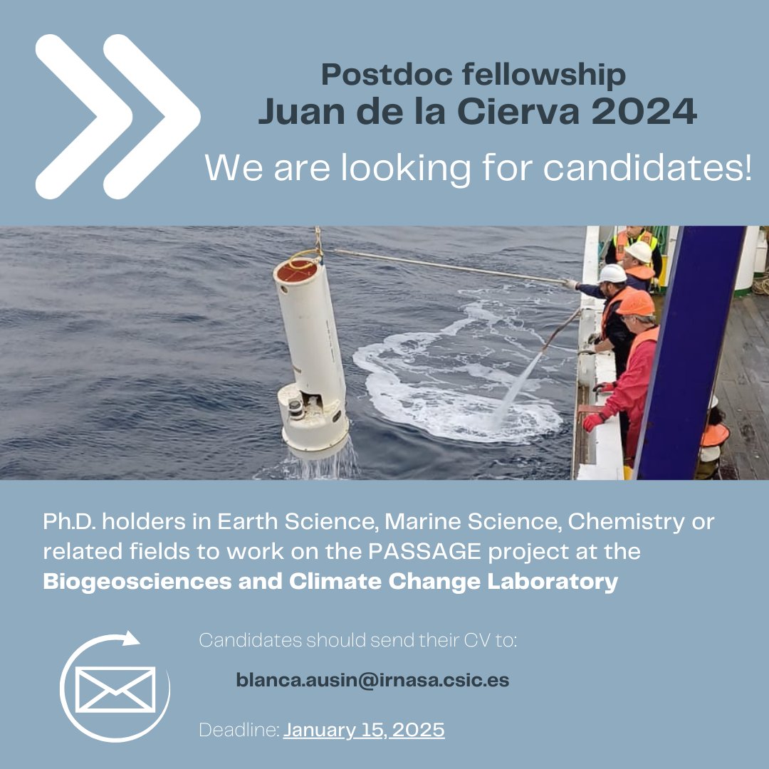 IRNASA-CSIC (@irnasa_csic) on Twitter photo 🌍📢 #IRNASA-CSIC is seeking candidates (PhD in 2023-2024) for Juan de la Cierva contracts:
Join the <a href="/PassageERC/">Passage ERC</a> project at the Biogeosciences and Climate Change Laboratory!
We offer a flexible topic and additional sources of funding and opportunities👉irnasa.csic.es/en/irnasa-csic… 🌍📢 #IRNASA-CSIC is seeking candidates (PhD in 2023-2024) for Juan de la Cierva contracts:
Join the <a href="/PassageERC/">Passage ERC</a> project at the Biogeosciences and Climate Change Laboratory!
We offer a flexible topic and additional sources of funding and opportunities👉irnasa.csic.es/en/irnasa-csic…