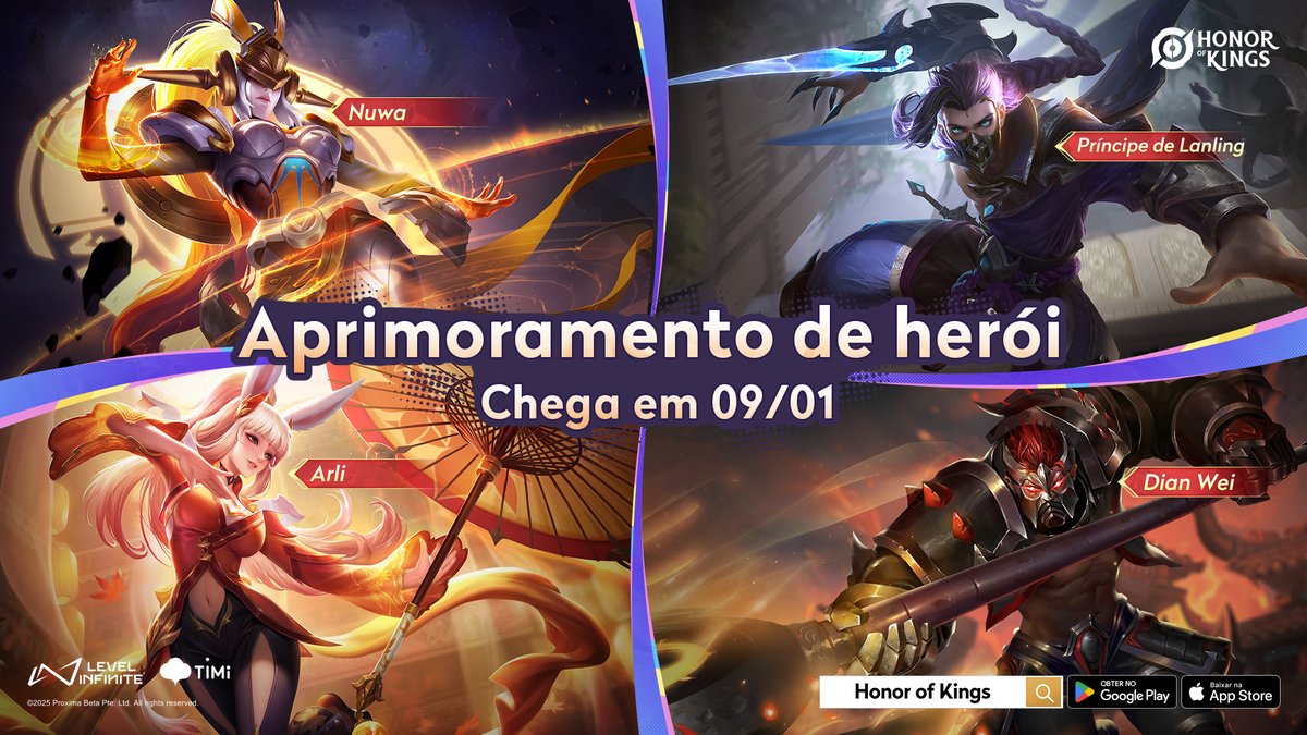 HoK_BR's tweet photo. 🚀Estes heróis receberão atualizações!
Qual deles você está mais ansioso para jogar? Conta pra gente nos comentários!
#HonorofKings #HOK #newseason #newversion #nuwa #princeoflanling #aril #dianwei https://t.co/ZQxW9A705H