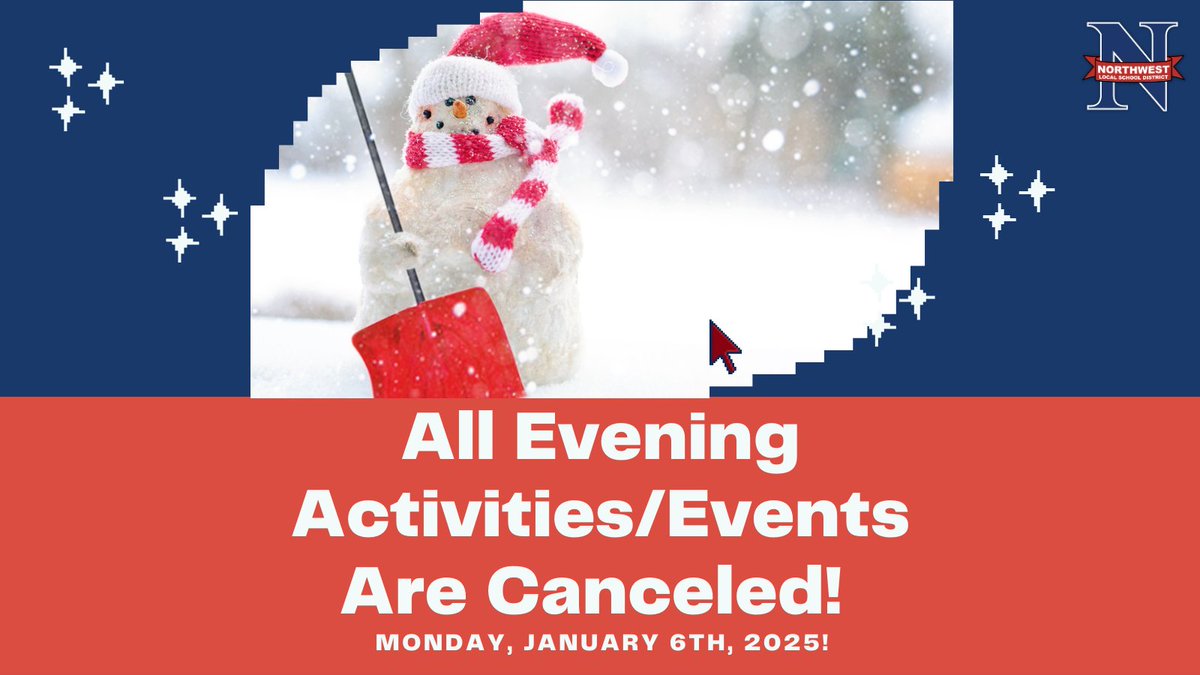 Due to Winter Weather, all NWLSD evening activities and events are CANCELED for Monday, 1/6/2025. Stay warm and safe!