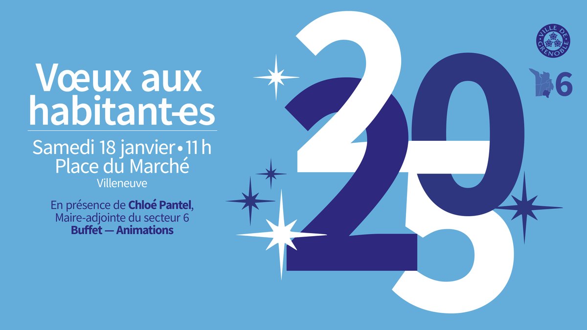 ✨Voeux aux habitant-es du Secteur 6

Cérémonie des Vœux en présence de Chloé Pantel, Maire-adjointe du secteur 6.

📅 Samedi 18 janvier à 11h
📍Place du Marché Villeneuve-Arlequin

💡 grenoble.fr/agenda/3237/62…