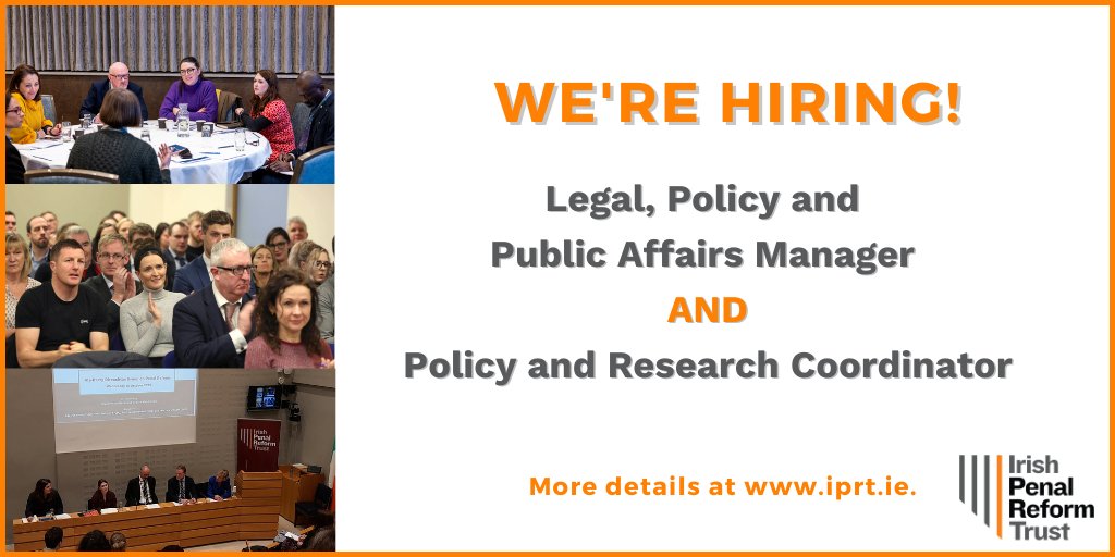 ✨ New year, new opportunities!

We're looking for two people to join our small but mighty team.

🔸Legal, Policy and Public Affairs Manager (deadline extended: closing date now Mon 13 Jan)

🔸Policy and Research Coordinator (closing date 13 Jan)

Details: iprt.ie/recruitment/