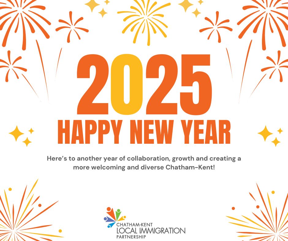 Happy New Year from CK LIP!
As we step into 2025, we celebrate the vibrant diversity that make Chatham-Kent such a welcoming community.
Here's to another year of collaboration, growth and creating a community where everyone feels at home.