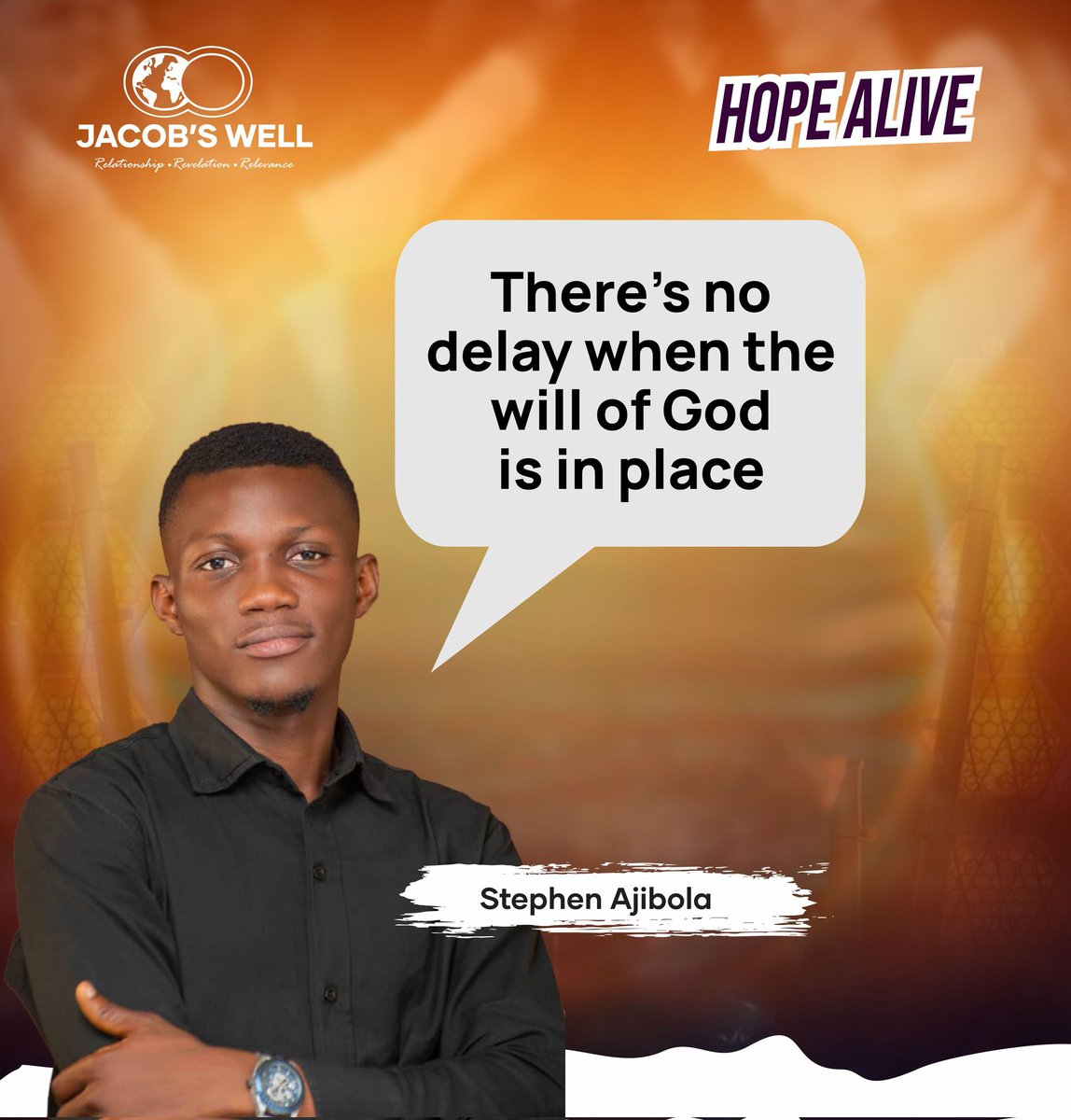 Jacobswell_cc's tweet photo. Yesterday's teaching reminded us:

 When the will of God is in motion, there’s no such thing as delay! ⏳

Trust in His perfect timing and watch everything fall into place. ✨

#jacobswell
#communitychurch
#hopeAlive https://t.co/xrqriKIg9O