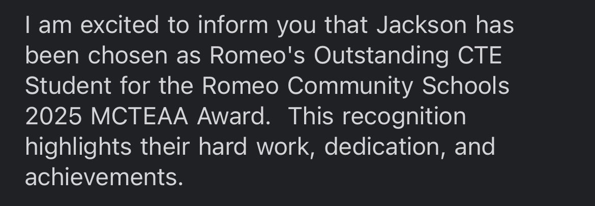 Very blessed to say that I have been 1 of 2 students to be recognized as my schools 2025 CTE Student of the Year!