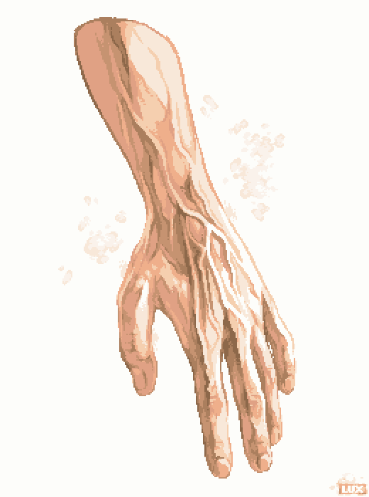 「pixel art watercolor hand study 」|Luxのイラスト