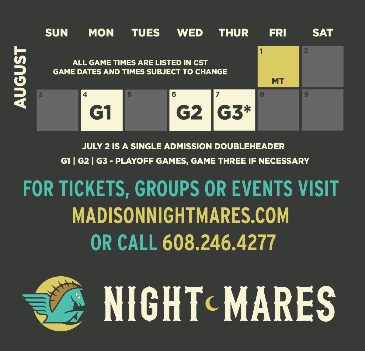 NightMares_SB's tweet image. The official ✨2025✨ Madison Night Mares schedule is here! Get ready for another unforgettable summer!
