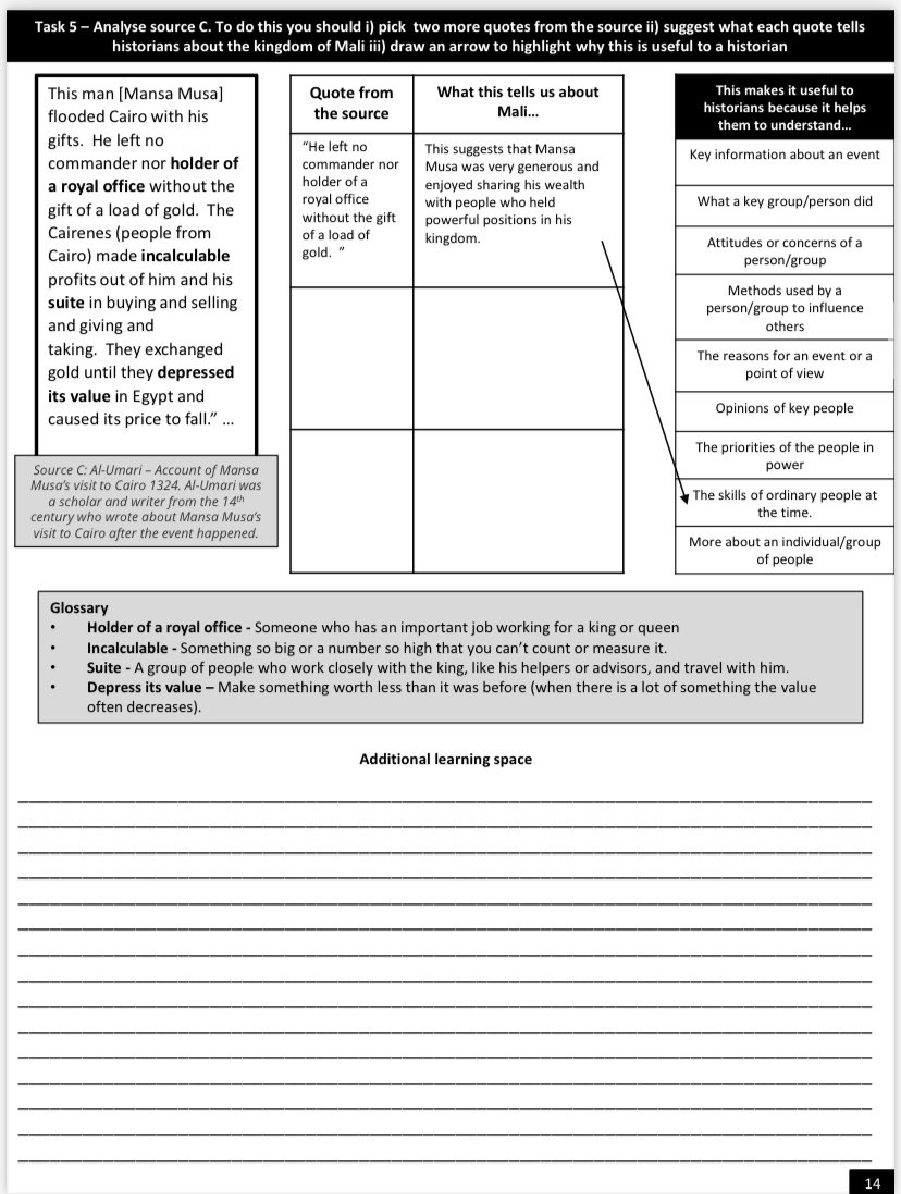 My source utility lesson has finally been added to our transatlantic slave trade booklet and I can’t wait to teach it! Big focus on usefulness, whole-class discussion and no mention of the B word👀👀