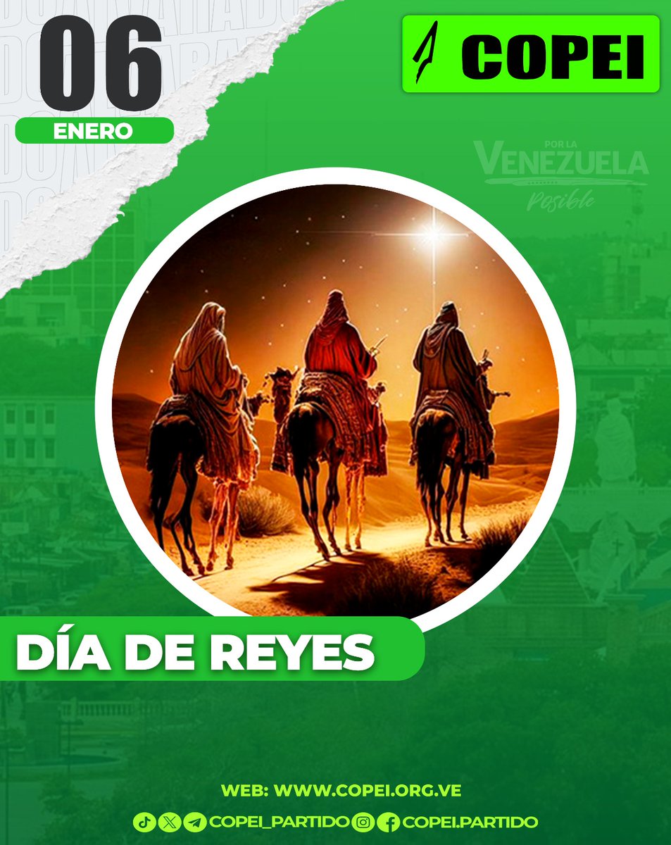 Zulia_Copei's tweet photo. ¡𝗗𝗶́𝗮 𝗱𝗲 𝘂𝗻𝗮 𝗵𝗲𝗿𝗺𝗼𝘀𝗮 𝗲𝗽𝗶𝗳𝗮𝗻𝗶́𝗮! 💫
Cada #6Ene recordamos la visita que los 𝗥𝗲𝘆𝗲𝘀 𝗠𝗮𝗴𝗼𝘀 le hicieran al Hijo de Dios, Jesús 👼🏼Hoy los católicos y más profundos religiosos, reviven este sublime momento de honra 🙏🏽 ✳️
#Zulia #COPEI https://t.co/JbKbGkIRer