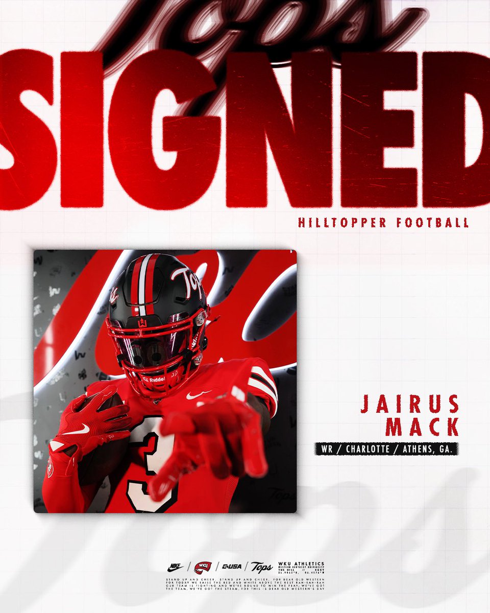 WKU Football (@wkufootball) on Twitter photo ๐ข๐ฒ๐ฐ๐ท๐ฎ๐ญ ๐
Welcome to The Hill, <a href="/3Jairusmack/">Jairus โNonoโ Mack</a>!
#GoTops | #NSD25 ๐ข๐ฒ๐ฐ๐ท๐ฎ๐ญ ๐
Welcome to The Hill, <a href="/3Jairusmack/">Jairus โNonoโ Mack</a>!
#GoTops | #NSD25