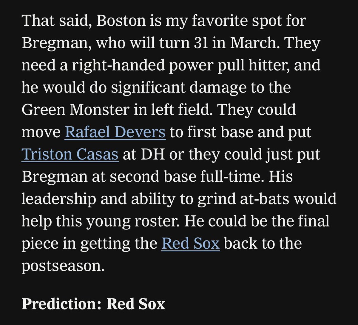 BostonStrong_34's tweet photo. Jim Bowden predicts that the Red Sox will sign Alex Bregman. https://t.co/x5kuGTHDBn