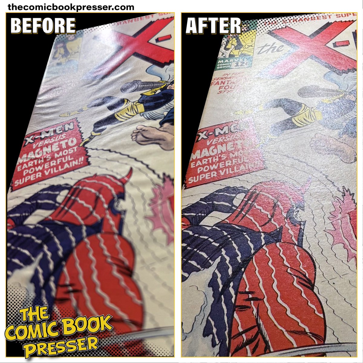 ComicPresser's tweet photo. The X-Men #1 transformation is here! Check out the before-and-after pics of this Silver Age grail.
High-value books demand experience, and with 14+ years, THE Comic Book Presser delivers. Honored to work on such iconic comics!
#XMen1 #ComicBookPressing #SilverAgeComics #Comics https://t.co/S1VInCYN8g