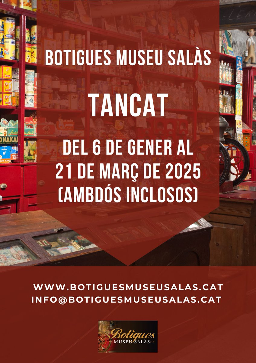 ⚠️Tancat per vacances del 6 de gener al 21 de març de 2025 (ambdós inclosos)
Tornem a obrir dissabte 22 de març🤗