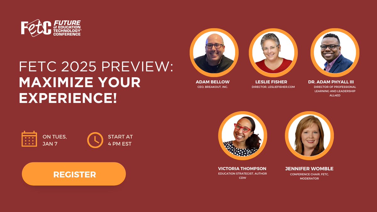 This week and next, it's all about @FETC! Will share my one-week-out schedule at FETC each day this week. You can also find my FETC schedule at bit.ly/4a7IVgr  and will be part of a webinar tomorrow at 1 pm PST to share some conference insights bit.ly/40kr82c