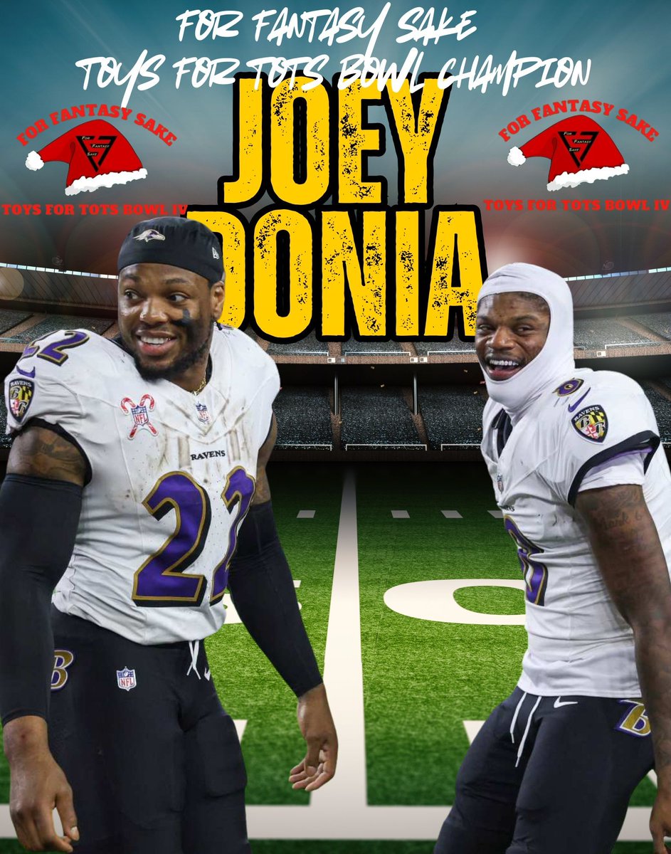 Congratulations to Joey Donia, this year's For Fantasy Sake Toys for Tots Bowl Champion.

Joey went 24-4 in the regular season and won the Hawkeye Division.