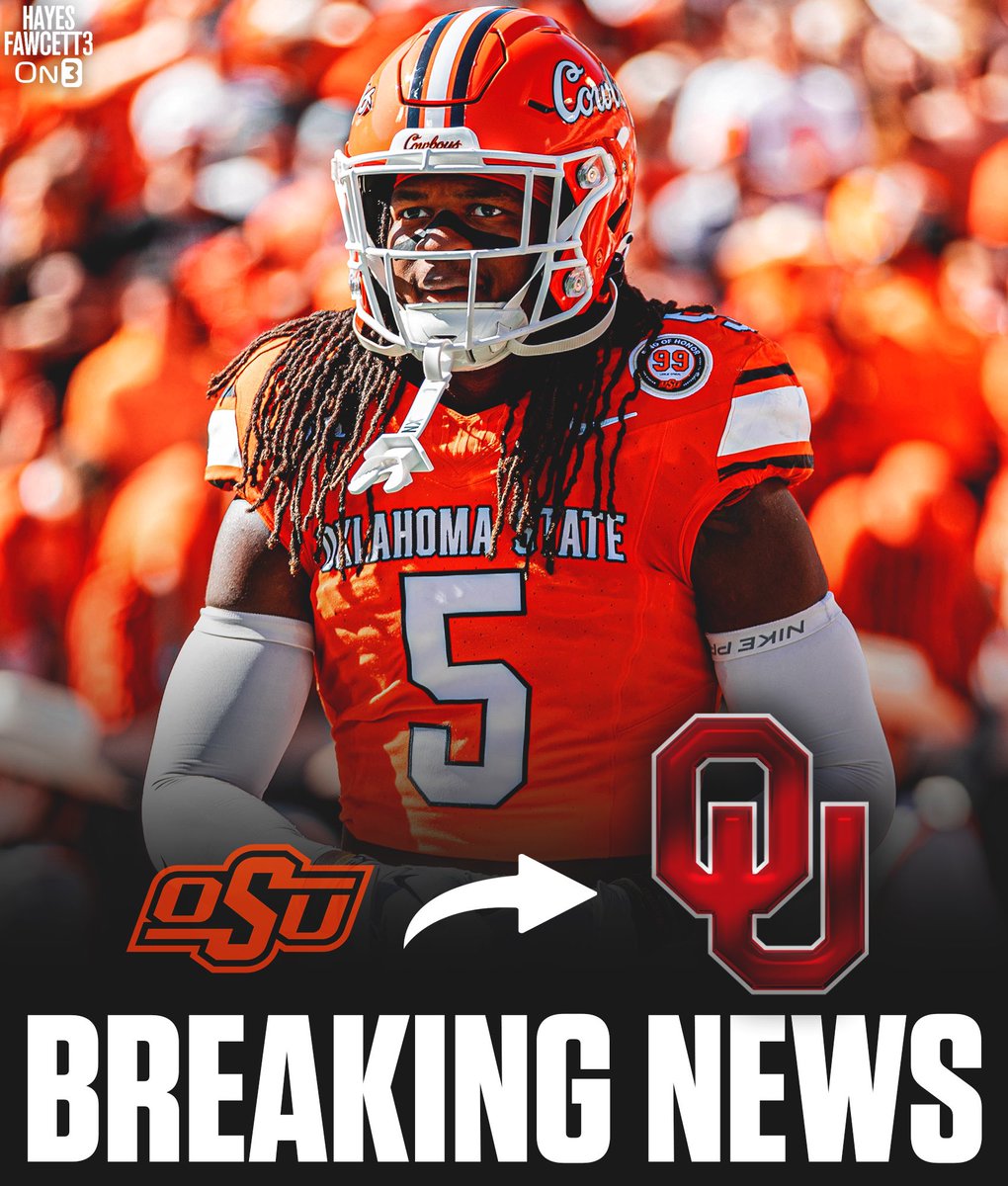 BREAKING: Oklahoma State star transfer Safety/LB Kendal Daniels has Committed to Oklahoma, he tells @on3sports

The 6’4 240 S/LB totaled 240 Tackles, 7.5 Sacks, 13 PD, 5 INT, &amp; 2 FF in 3 seasons

Freshman All-American &amp; Big 12 Newcomer of the Year honors

on3.com/transfer-porta…