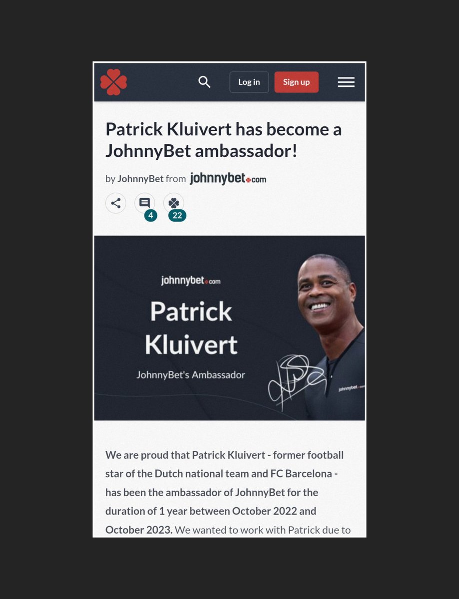 🚨 | TERKUAK: Calon pelatih Timnas Indonesia, Patrick Kluivert merupakan Brand Ambassador komunitas judi internasional pada periode Oktober 2022 sampai Oktober 2023.

Yang berarti ini merupakan hal yang sangat fresh, kurang lebih masih satu tahun yang lalu.

Bagaimana bisa lolos