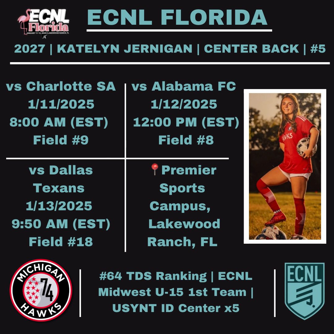 Katelyn Jernigan (@k8lynjernigan) on Twitter photo ECNL Florida is coming up!! Can’t wait to compete at the first showcase of the new year! <a href="/ECNLgirls/">ECNL Girls</a> <a href="/TopDrawerSoccer/">TopDrawerSoccer</a> ECNL Florida is coming up!! Can’t wait to compete at the first showcase of the new year! <a href="/ECNLgirls/">ECNL Girls</a> <a href="/TopDrawerSoccer/">TopDrawerSoccer</a>