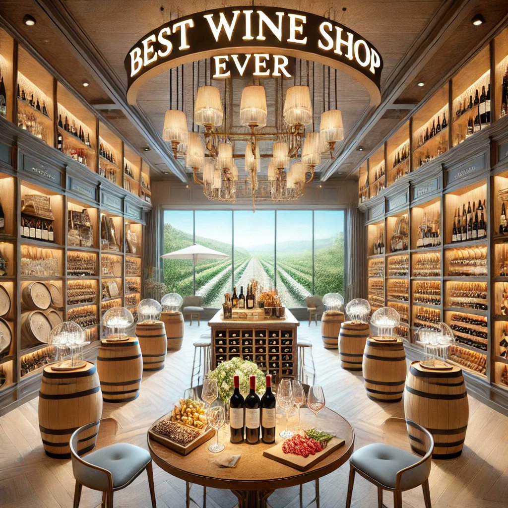 Taitinger's tweet image. We asked AI: Generate an image of the best wine shop ever. Your thoughts? 
#wine