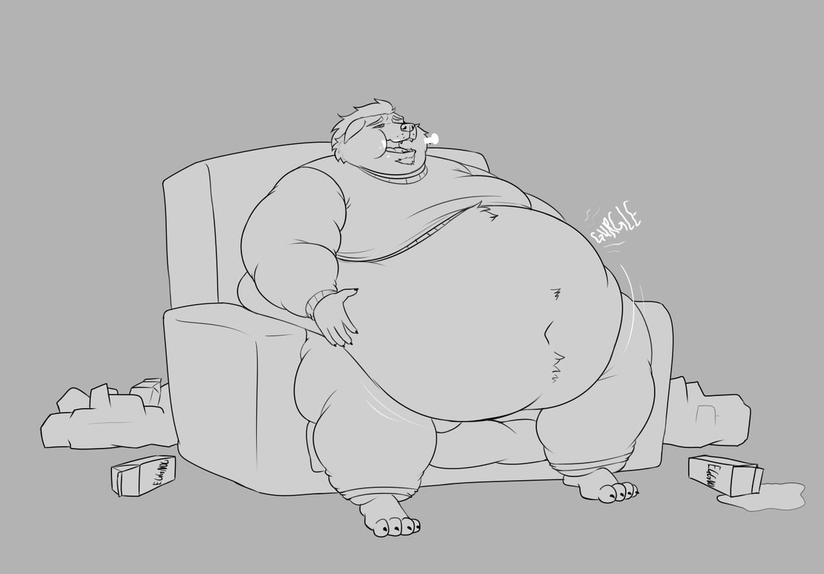 TundraRodi's tweet photo. Rodi kept drinking egg nog. And drinking. And drinking. And drinking. 

And now he can barely breathe, let alone move — pinned down by his now boulder of a belly. 

A super hot Secret Santa gift from @jetboofer ! Thank you! 

And as always, amazing art by @JeffieB19 ! https://t.co/aDqhFvGXhA