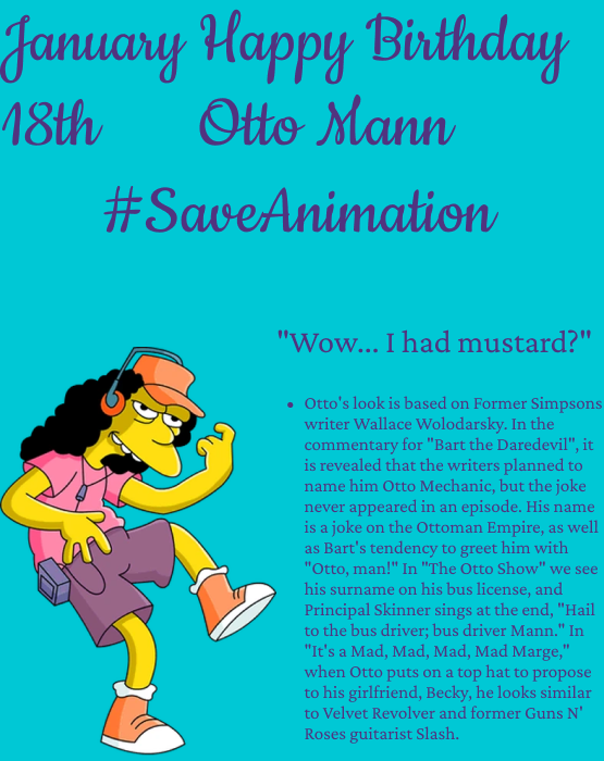GreenOnion74039's tweet image. Happy Birthday Otto Mann of The Simpsons

#SaveAnimation #TheSimpsons