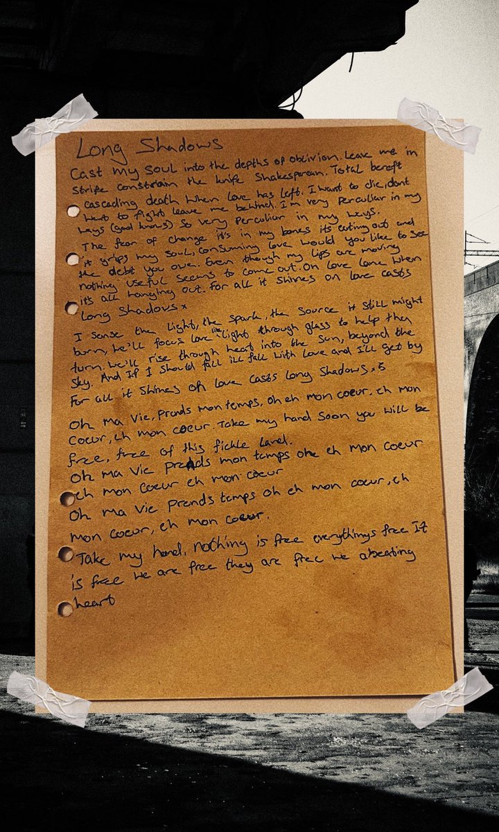 Giveaway time 💛 Own the one-of-a-kind signed lyric sheet from Long Shadows! Just follow these steps: 

1️⃣ Retweet this post.
2️⃣ Follow the link and enter your email.
3️⃣ Make sure you’ve pre-saved Matter Does Not Define.
4️⃣ Sit patiently until 20 January and hope for the best. 🤞