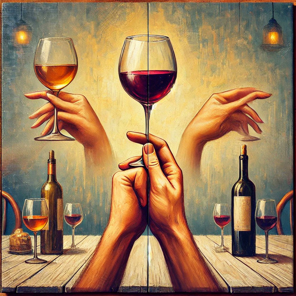 Taitinger's tweet image. We asked AI which hand to use for drinking wine, and it looks like the answer is... two hands! 🍷🤔 Cheers to balance and a little AI humor. (not sure what's happening with the left hand finger) #WineLovers #ai