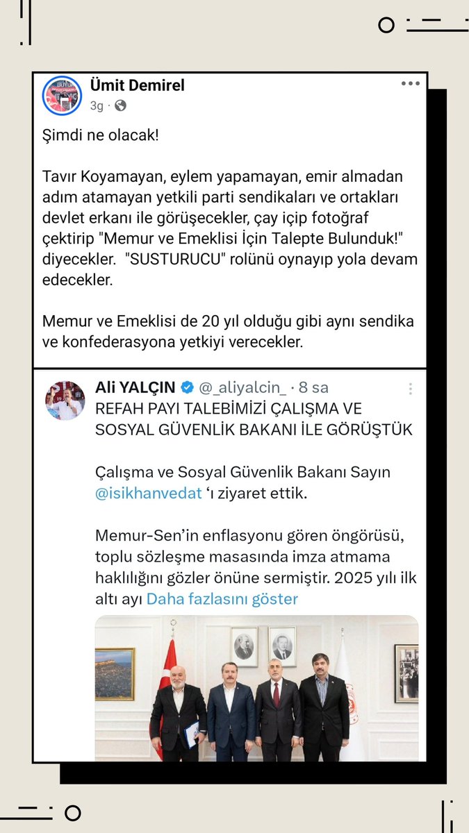 umitdemirel5206's tweet photo. Ne demiştik! "Devlet erkânı ile görüşecekler, çay içip FOTOĞRAF çektirip " Memur ve Emekli için talepte bulunduk." Diyecekler... HİÇ ŞAŞMAZ... https://t.co/lpXtLWxpw1