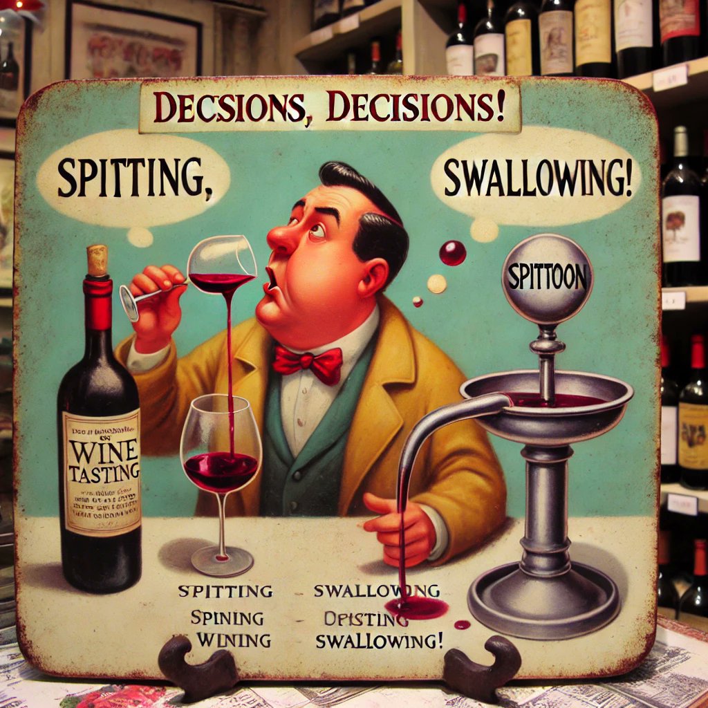 Taitinger's tweet image. We asked AI: Should you spit or swallow when tasting wine? This is what it generated. Your thoughts? #wine