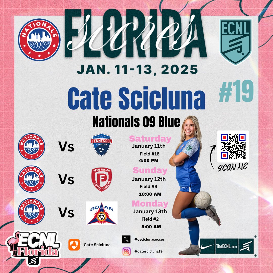 Cate Scicluna (@csciclunasoccer) on Twitter photo Looking forward to some great competition in Florida !!
<a href="/NationalsGA/">Nationals Girls Academy</a> <a href="/TheECNL/">The ECNL</a> <a href="/TheSoccerWire/">SoccerWire</a> <a href="/ImCollegeSoccer/">College Soccer Truth ™</a> <a href="/ImYouthSoccer/">ECNL/GA/Recruiting/College Soccer</a> Looking forward to some great competition in Florida !!
<a href="/NationalsGA/">Nationals Girls Academy</a> <a href="/TheECNL/">The ECNL</a> <a href="/TheSoccerWire/">SoccerWire</a> <a href="/ImCollegeSoccer/">College Soccer Truth ™</a> <a href="/ImYouthSoccer/">ECNL/GA/Recruiting/College Soccer</a>