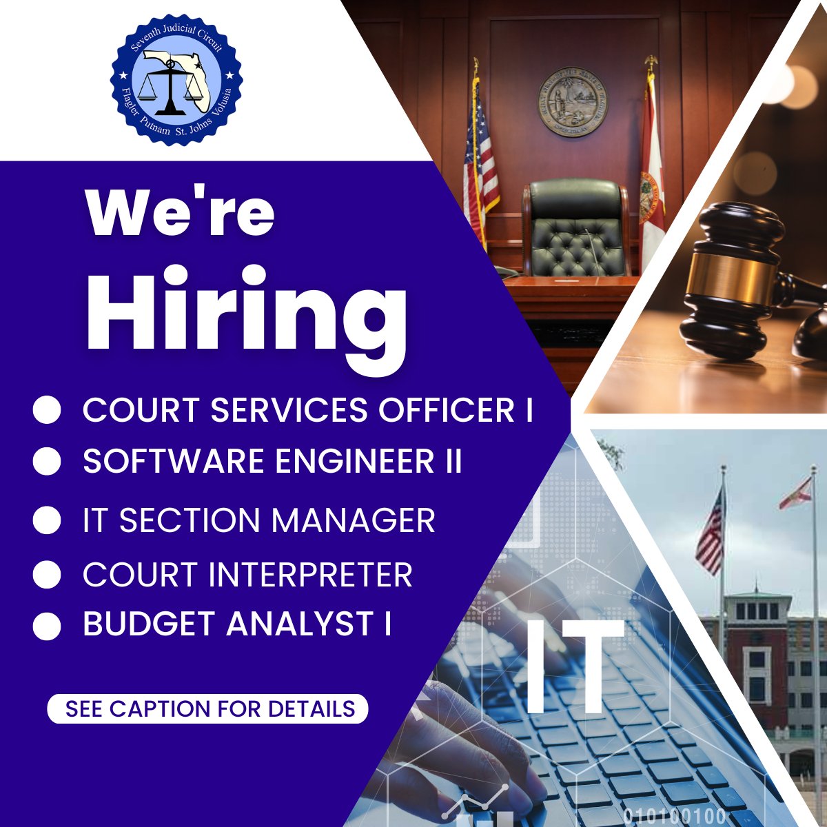 We’re kicking off 2025 with career opportunities. The Seventh Judicial Circuit is hiring—apply today: circuit7.org/employment-opp….
