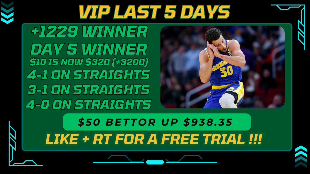 10to10k_'s tweet image. 💎 FREE VIP TO EVERYONE THAT LIKES

🔥 We have been on FIRE the Last 5 days taking a $50 bettor up almost $1,000! 

❤️LIKE + REPOST below and I will send you a FREE trial with more winners today!!