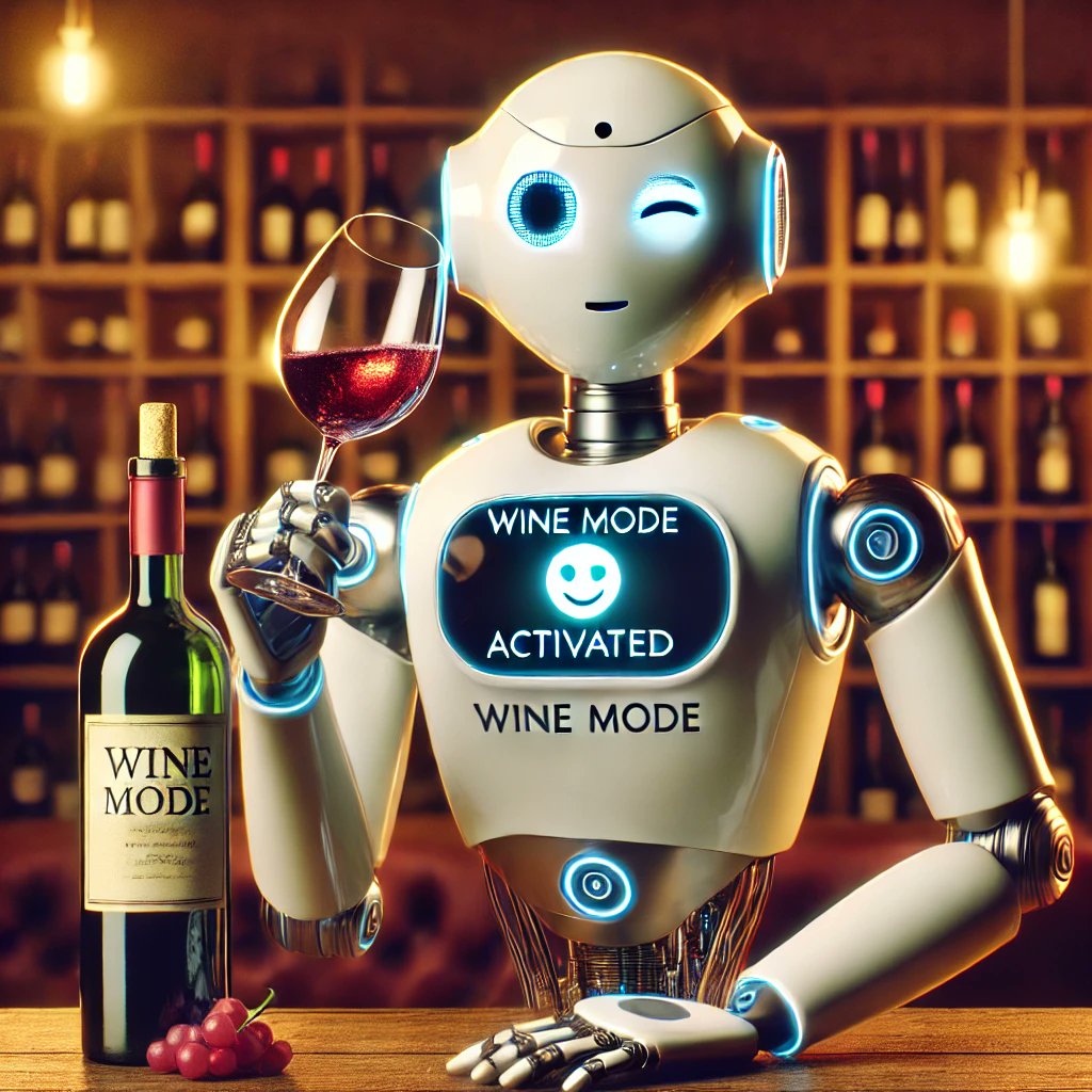Taitinger's tweet image. We asked: What would an AI look like that drinks wine? Turns out, it's quite the charmer—complete with a wink that says, 'I’m sophisticated but not above a second glass.' 🍷🤖 @wineconceptsSA @SommelierChall #Wine #WineShop @AsaraEstate