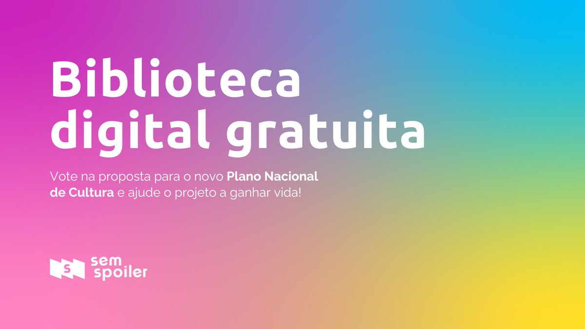 📚⚠️ Um coletivo de escritores brasileiros está se mobilizando para sugerir propostas ao novo Plano Nacional de Cultura, e a primeira delas é a criação de uma biblioteca digital via app com alcance nacional.

Seu voto é MUITO importante para levar a proposta adiante. 🧶👇