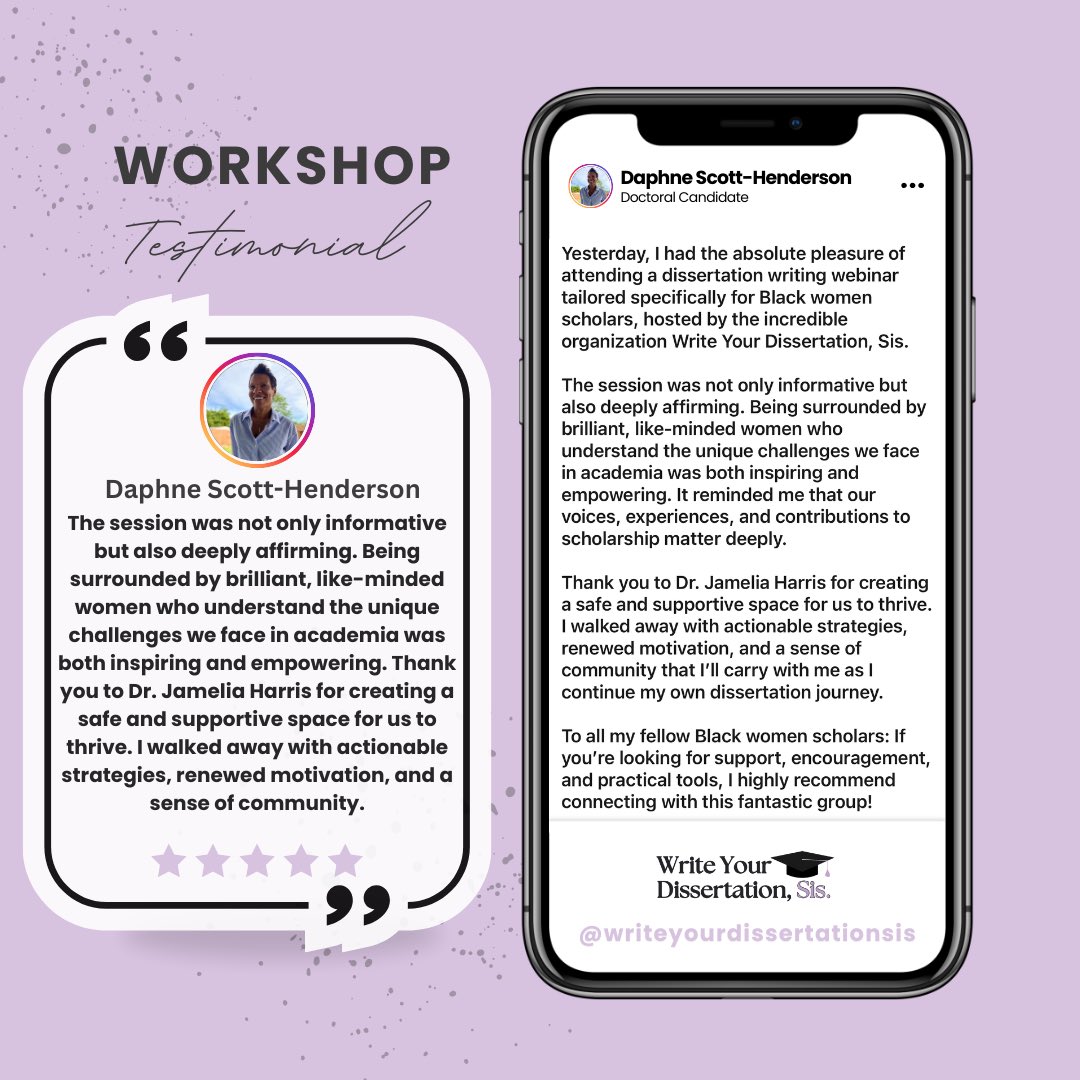 This weekend, I hosted the first Write Your Dissertation, Sis workshop of 2025. The energy was incredible, and my heart is FULL. 🫶🏾

Look at all these future #BlackWomenPhds 😍

Join my mailing list to stay in the loop re: upcoming workshops &amp; resources: writeyourdissertationsis.myflodesk.com