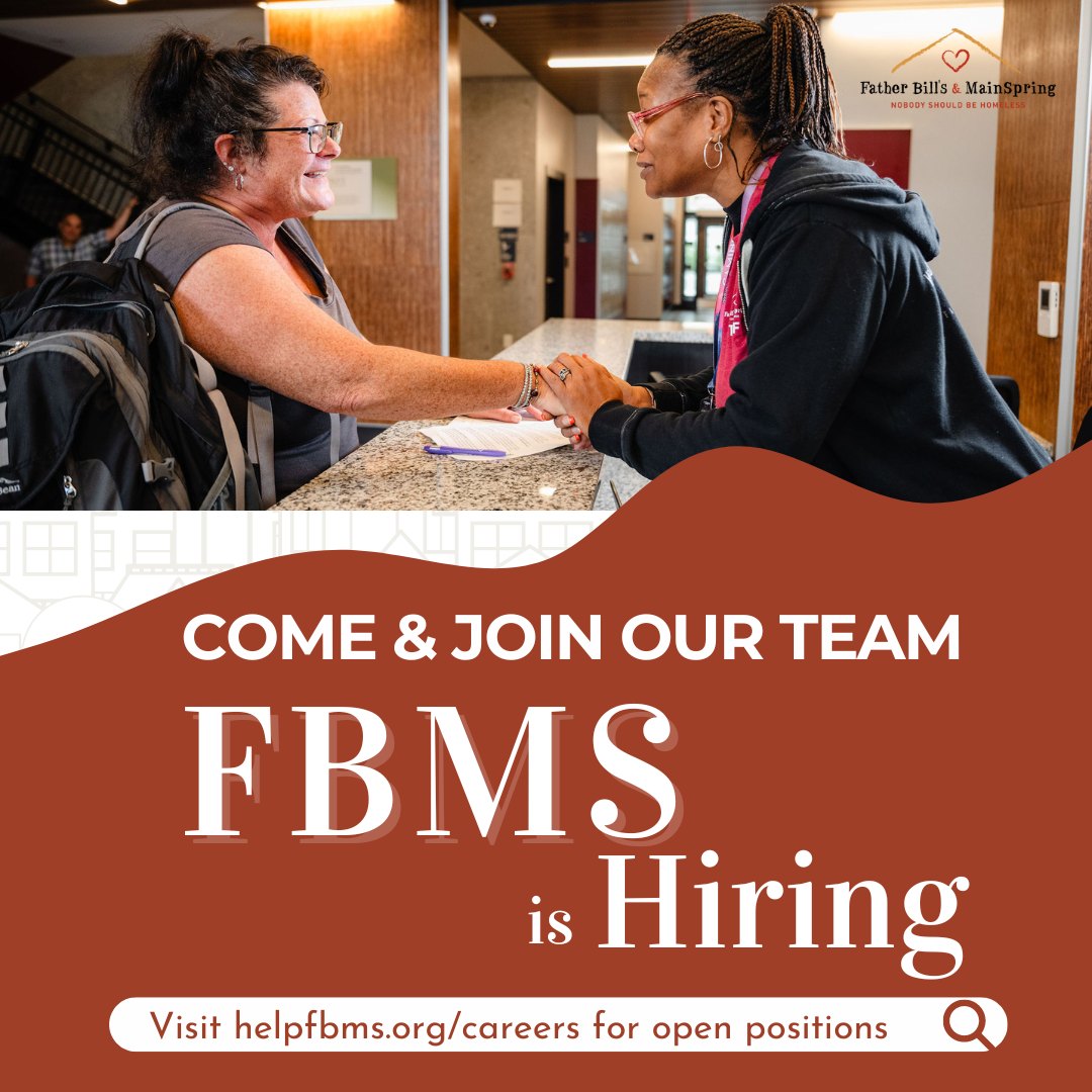 Passionate about creating change? Join our team at Father Bill's &amp; MainSpring (FBMS) and help end homelessness. Every role makes a difference. Apply today: helpfbms.org/careers

#NobodyShouldBeHomeless #helpfbms #nowhiring #southshorema #humanservice