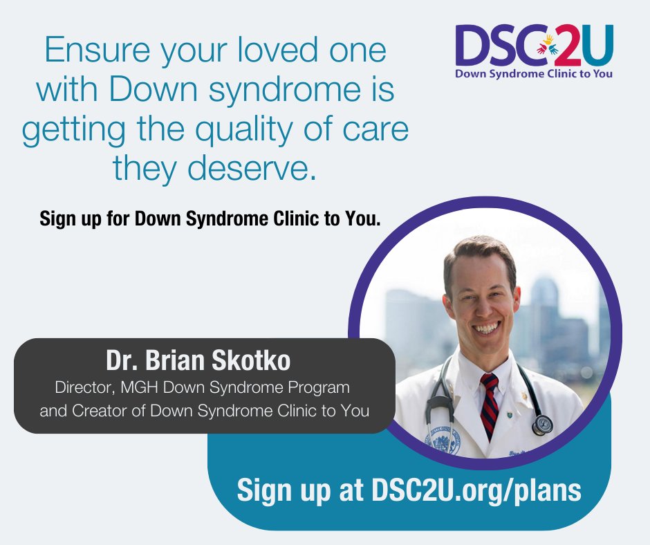 Is your loved one with Down syndrome getting the quality of care they deserve?  

Did you know that only 5% of the DS population in the U.S. can say yes?   

That's why <a href="/brianskotko/">Brian Skotko</a> created Down Syndrome Clinic to You - to expand access to all. Sign up: DSC2U.org/plans