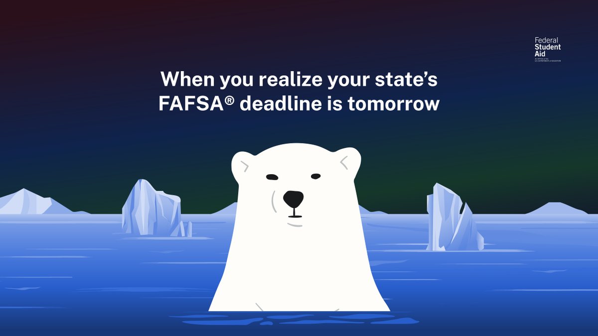 Don’t be left out in the cold! Submit your 2025–26 FAFSA® form as soon as possible to get the most aid. Review your state’s deadline here: StudentAid.gov/apply-for-aid/…