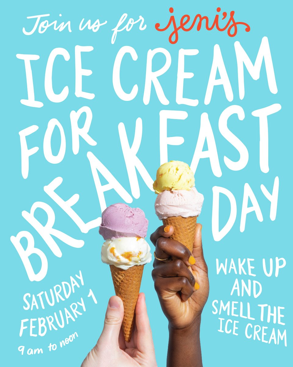SAVE THE DATE for our annual Ice Cream for Breakfast Day celebration! Join us at your neighborhood scoop shop on Saturday, Feb. 1 from 9 a.m. to noon. We’ll have plenty of fun in store, including (drumroll) a brand-new breakfast-inspired flavor.

jenis.com/pages/ice-crea…