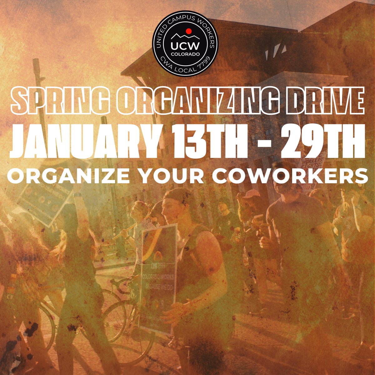 We are hitting the ground running in 2025 to build our union’s power to confront an incoming political context that will target higher education. 

Join your fellow union members for UCW's Spring Organizing Drive: January 13th - 29th.

Sign up here: forms.gle/QTTPeY7MKA7ZeD…