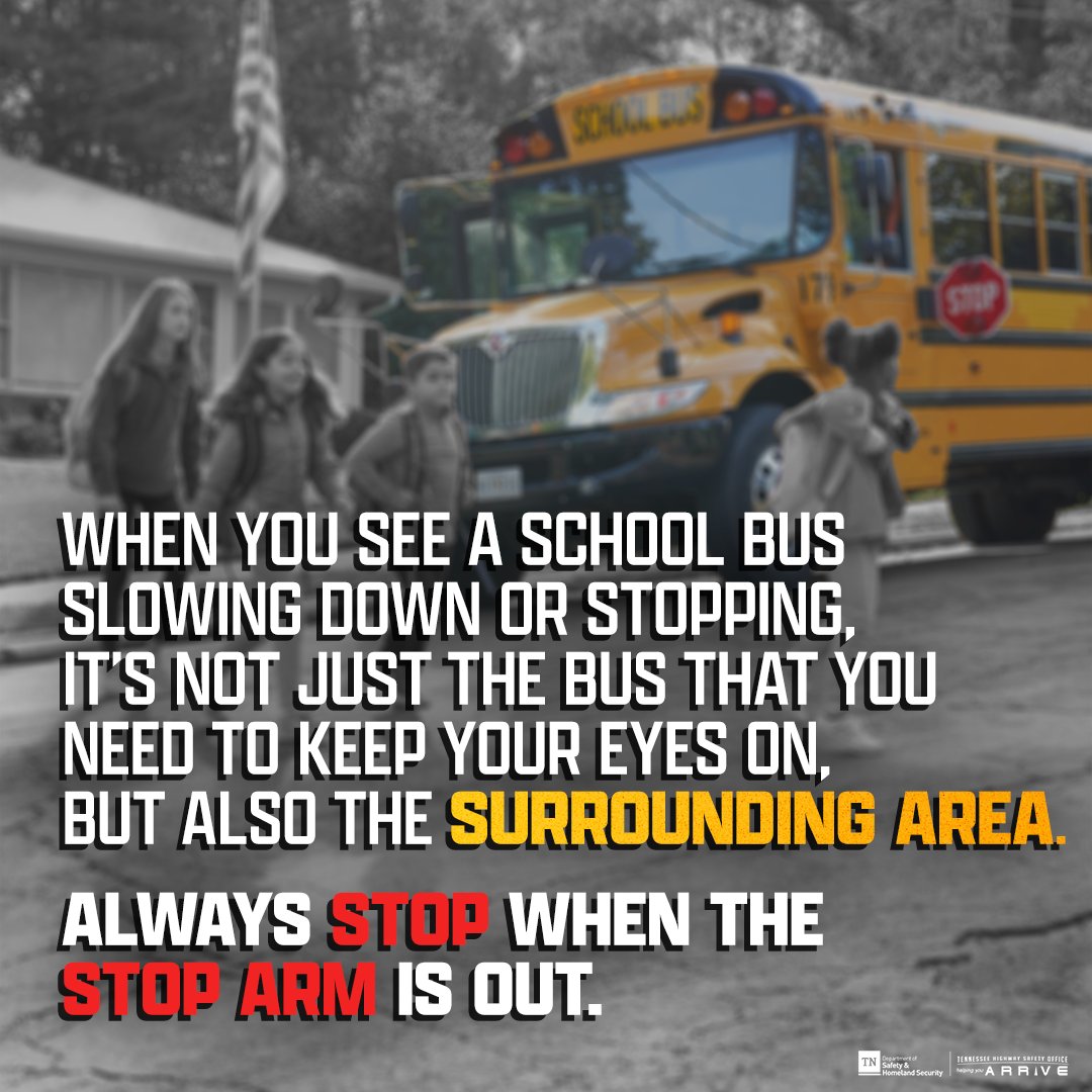 As students return to school from the winter holidays, remember to use caution around school buses and in school zones. 
Always approach crosswalks and school buses as if there is a child crossing the street.